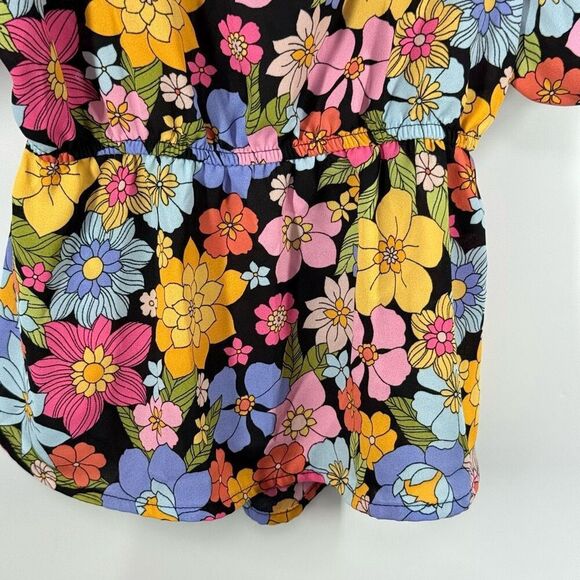 B45. Sienna Sky Puff Sleeve Open Back Floral Blouse Size X Small - Picture 5 of 8